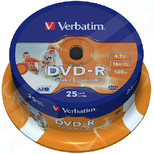 DVD-R VERBATIM Imprimible 43538 - 4.7GB · 16X · Tarrina 25 unidades
