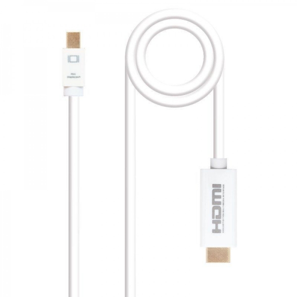 Cable Conversor Mini Displayport-M a HDMI-M - 2 m · Blanco