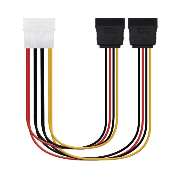 Cable SATA Alimentación Molex 4 pines/M a 2xSATA/H - 0.3 m