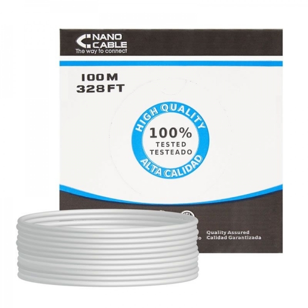 Bobina de Cable de Red RJ45 Cat 5E UTP - 100 m · Gris