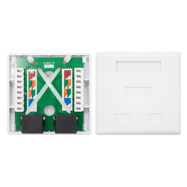 Roseta de Superficie 2xRJ45 Cat.5E UTP · Blanco