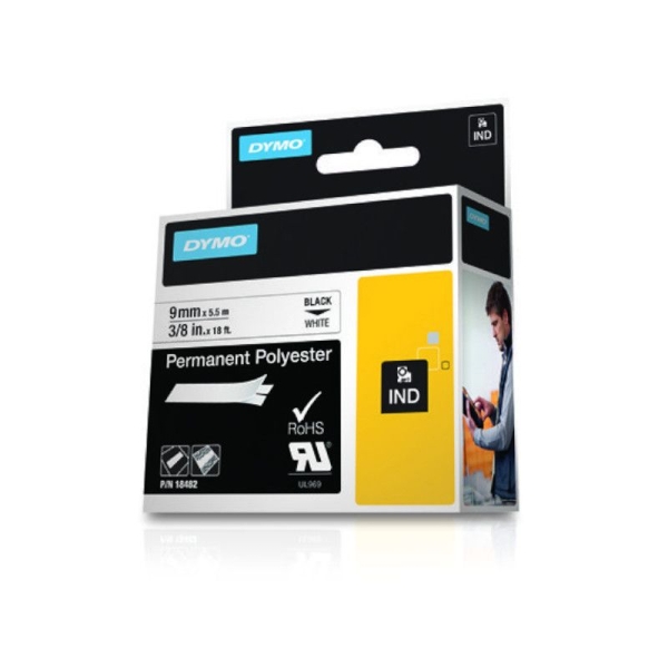 Cinta Original DYMO ID1-9 9mmx5.5m Negro/Blanco Polyester - 18482