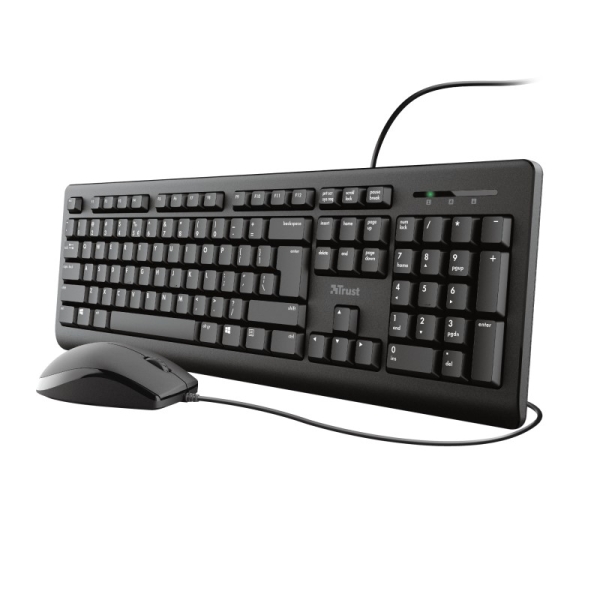 Pack con Cable TRUST TKM-250 23977 - USB · Teclado y Ratón · Cable 1.8m · Negro