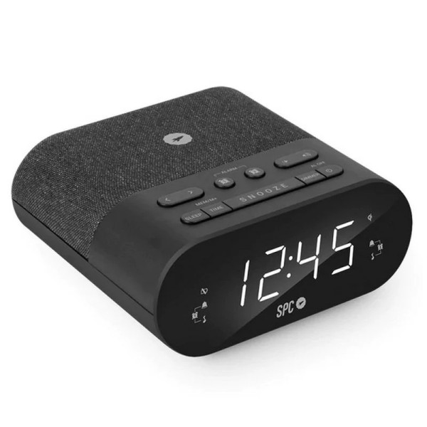 Despertador SPC FRODY QI 4587N - Radio FM · Carga Inalámbrica · Negro