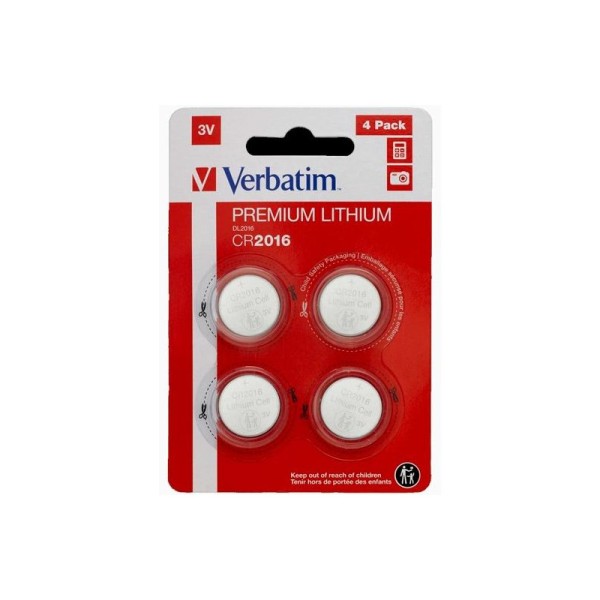 Pack de 4 Pilas Botón VERBATIM CR2016 49531 - 3V