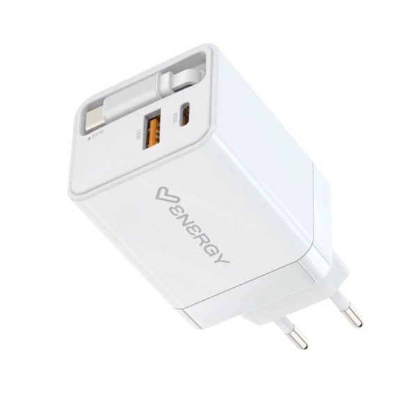 Cargador de Pared ENERGY SISTEM 500895 - 18W GaN · UASB Tipo C · USB · Blanco