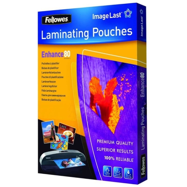 Pack 100 Unidades Fundas de Plastificar con Brillo FELLOWES A4 80 micras - 5306114