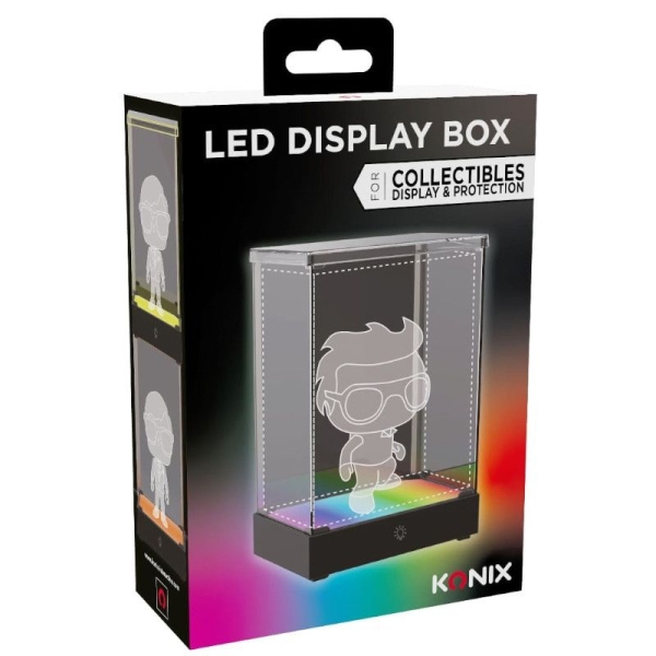 Vitrina LED KONIX - Figuras de 9x9x14cm · Cable USB · LED RGB