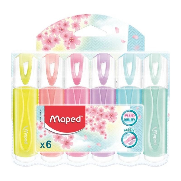 Subrayador Fluorescente MAPED Classic 742558 - 1.0/5mm · Colores Pastel · 6 Unidades