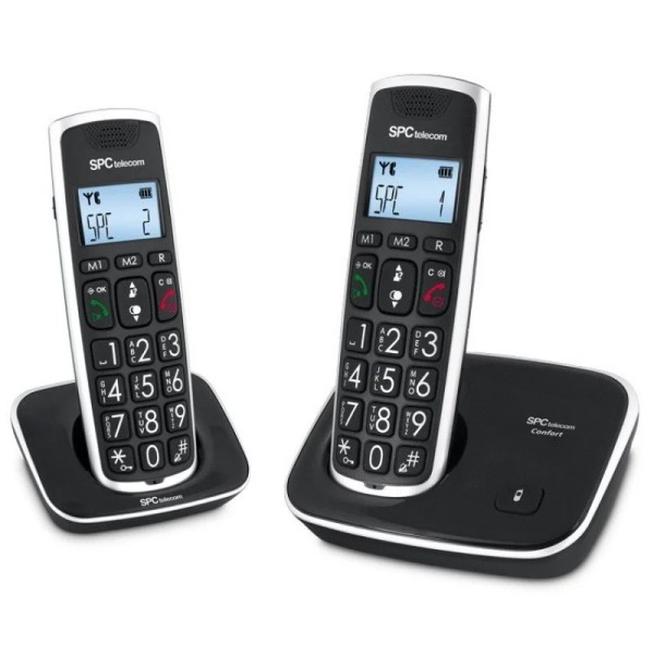 Pack Duo de Teléfonos Inalámbricos SPC Comfort Kaiser Duo 7609N - Agenda 20 Contactos · Negro