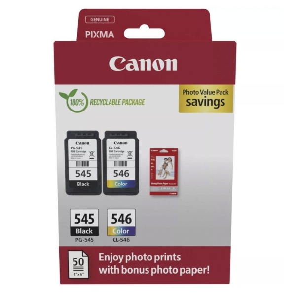 Pack Cartucho Original CANON PG545/CL546 BK+C+M+Y - 8287B008