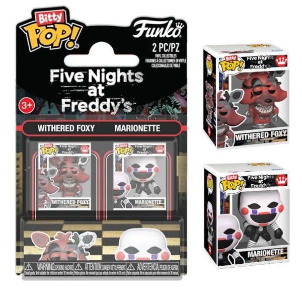Pack 2 BITTY POP Withered Foxy y Marionette - Five Nights at Freddy's - 889698940818