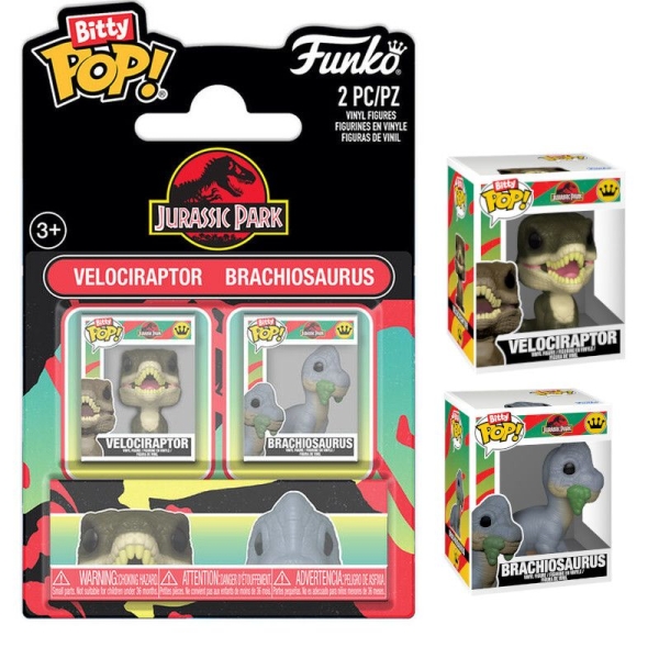 Pack 2 BITTY POP Velociraptor & Brachiosaurus - Jurassic Park - 889698941990