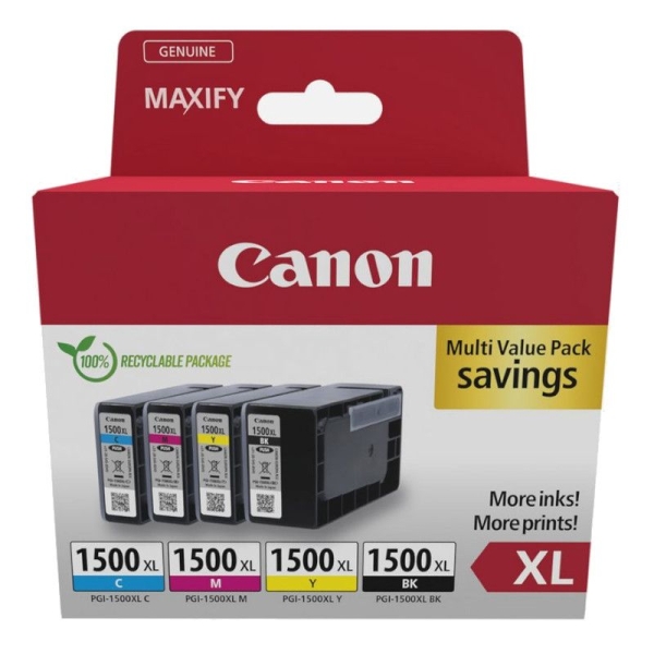 Cartucho Original CANON PGI-1500XL BK+C+M+Y - 9182B010