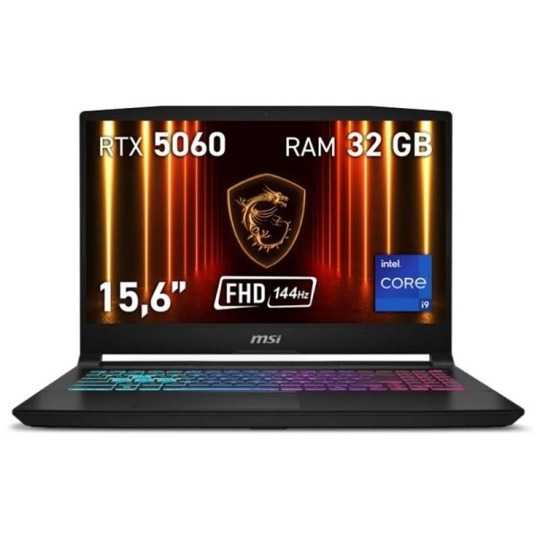 Portatil Gaming MSI Katana 15 HX B14WFK-082XES - i9-14900HX · 15.6" FHD · 32GB ·1TB SSD · FreeDos · Negro
