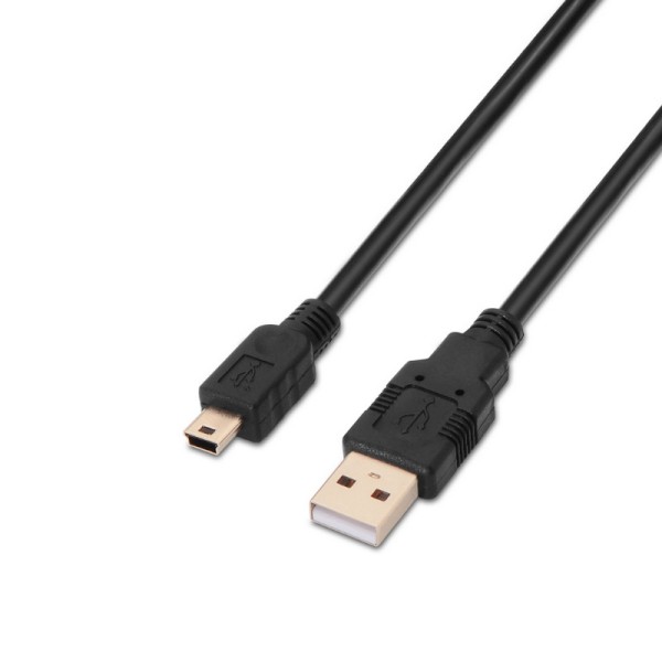 Cable Alargador USB 2.0 Tipo A/M a Mini USB Tipo B/M - 1 m · Negro