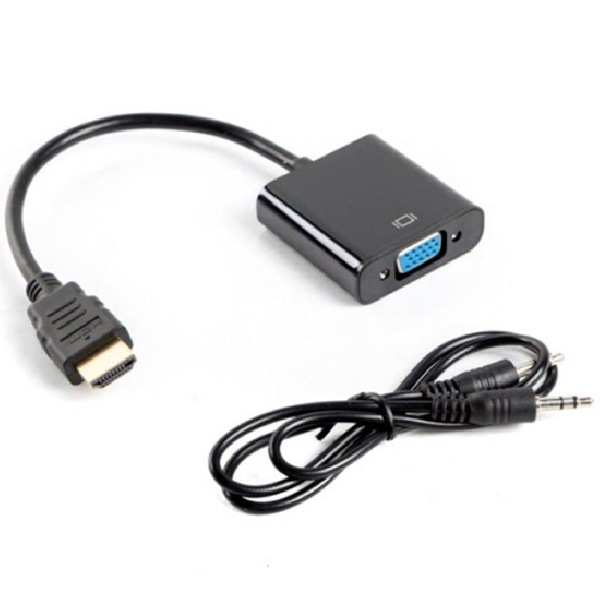 Adaptador HDMI Tipo A/M a VGA/H con Audio - 20cm · Negro