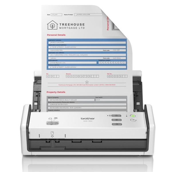 Escáner Documental BROTHER ADS-1300 - 30PPM · 1200x1200 · ADF · Dúplex · USB Tipo C