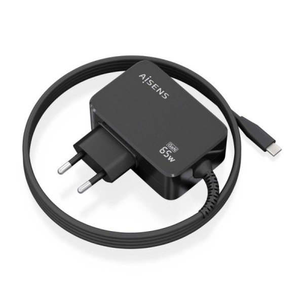 Cargador de Pared AISENS ASCH-1PD65WL033-BK - 65W GaN · USB Tipo C · 1.8M · Negro