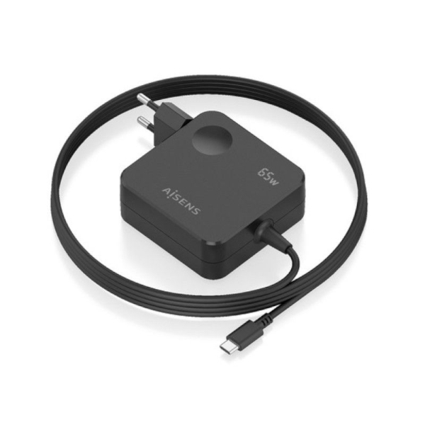 Cargador de Pared AISENS ASCH-1PD65WL80-BK - 65W GaN · USB Tipo C · 1.5m · Negro