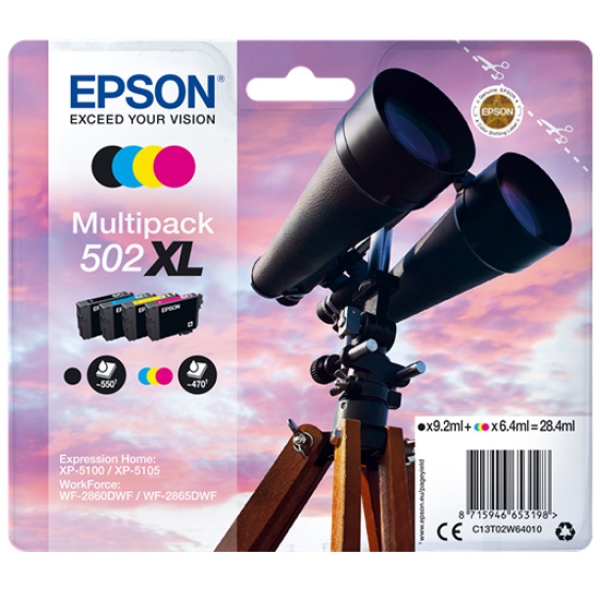 Epson - Cartucho de tinta 502 XL Inkjet Pack Negro/Color - C13T02W64010