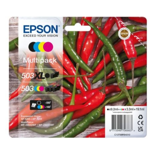 Pack 4 Cartuchos Originales EPSON 503XL BK 503 C+M+Y - C13T09R94010