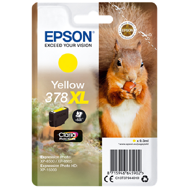 Cartucho Inkjet Original - Epson 378XL Amarillo foto 830 pág. - C13T37944010