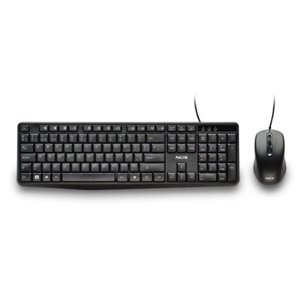 Pack con Cable NGS Cocoa Kit V2 - USB · Teclado y Ratón · Negro