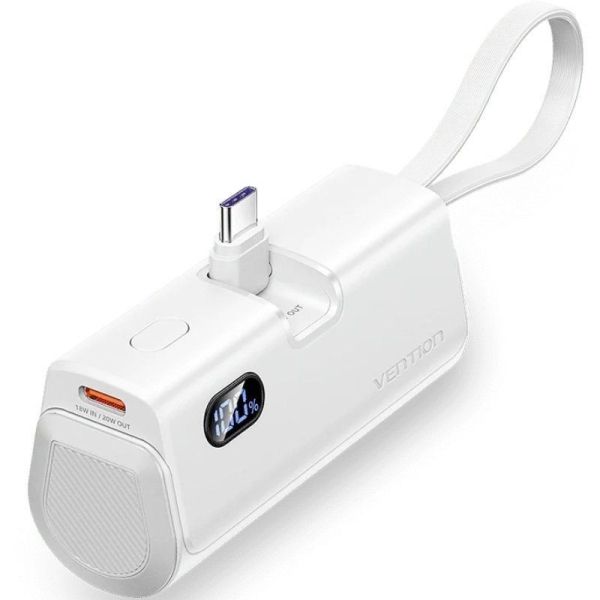Powerbank VENTION FHQW0 - 4800mAh · Lightning · USB Tipo C · Blanco