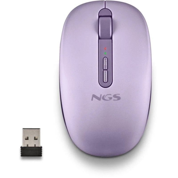 Ratón Inalámbrico Ergonómico NGS Fog Dual  - Bluetooth · 1600DPI · Púrpura