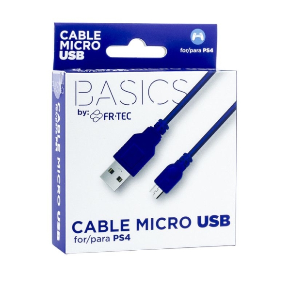 Cable USB a Micro USB BLADE FT0018 - 3m · PS4 · Carga de Mando · Azul