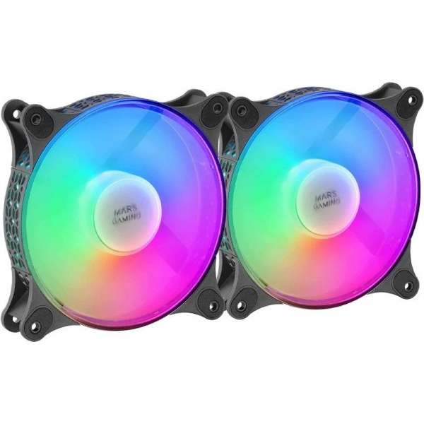 Pack 2 Ventiladores PC MARS GAMING MFDUO - FRGB · 12cm · Negro