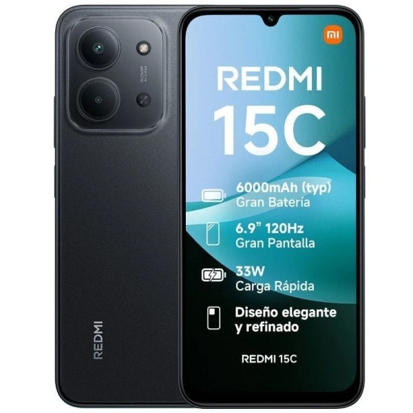 Smartphone XIAOMI Redmi 15C MZB0LIFEU - Helio G81-Ultra · 6.9" HD+ · 4GB · 256GB · HyperOS 2 · Negro Medianoche