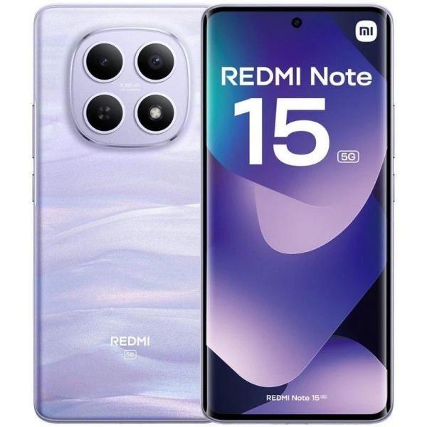 Smartphone XIAOMI Redmi Note 15 MZB0LWFEU - 5G · Snapdragon 6 Gen3 · 6.77" AMOLED · 8GB · 256GB · HyperOS 2 · Púrpura