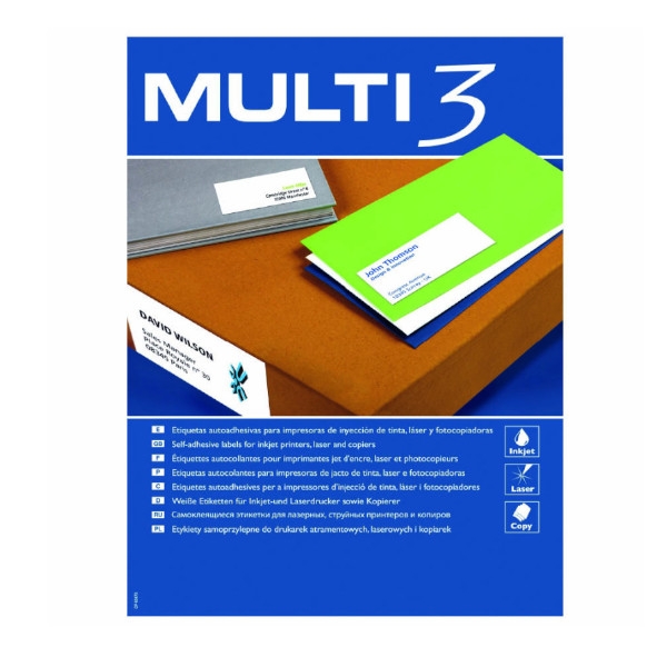 Etiquetas Adhesivas APLI Multi3 PL04716 - 38 x 21.2mm · 100 hojas · Blancas