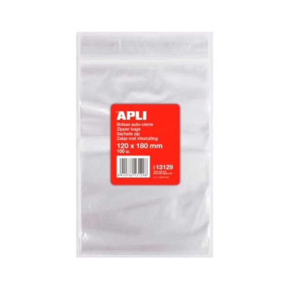 Bolsas Autocierre APLI PL13129 - 120mm x 180mm · 100 Unidades · LDPE Transparente