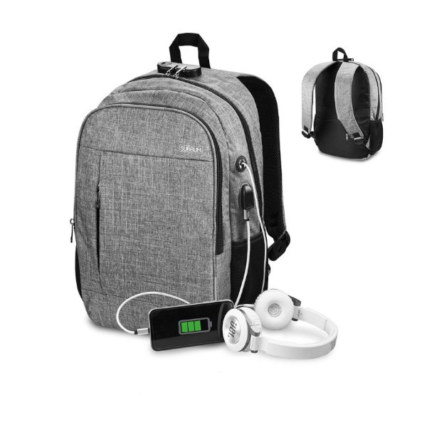 Mochila SUBBLIM URBAN LOCK 16" USB Grey - SUB-BP-1UL0001
