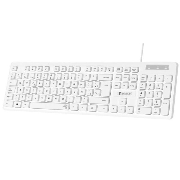 Teclado con Cable Silencioso SUBBLIM Slim - USB · Blanco