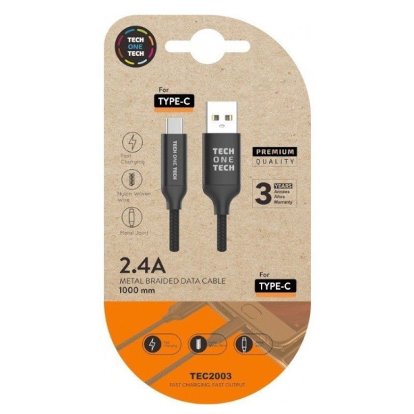 Cable USB 2.0/M a USB Tipo C/M - 1 m · Negro
