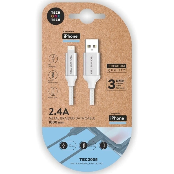 Cable USB 2.0/M a Lightning/M - 1m · Blanco