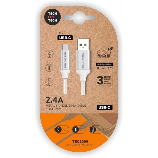 Cable USB 2.0/M a USB Tipo C/M - 1 m · Blanco