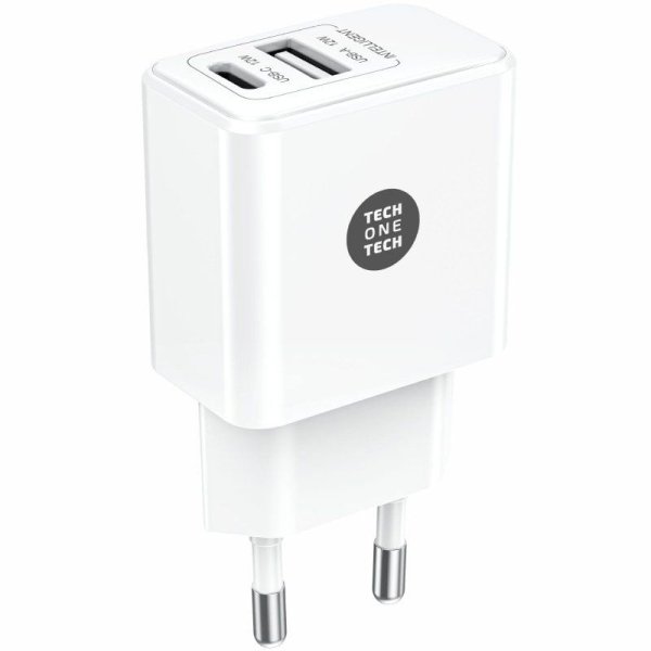 Cargador de Pared TECH ONE TECH - 12W GaN · USB Tipo C · USB · Blanco