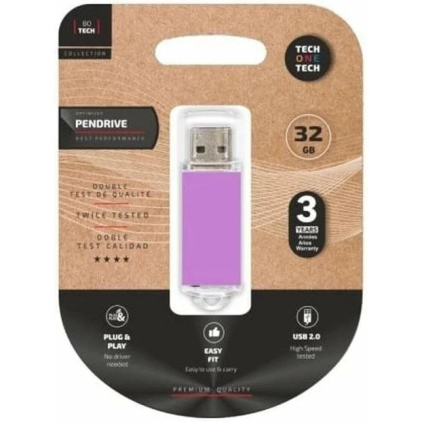 Pendrive TECH ONE TECH TEC3009-32 - 32GB · USB 2.0 · Púrpura Claro
