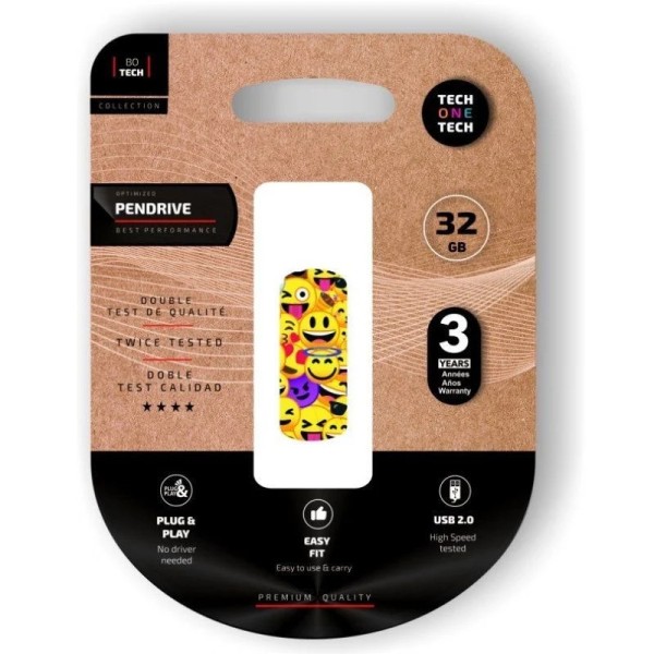 Pendrive TECH ONE TECH TEC4401-32- 32GB · USB 2.0 · Emoji Collage