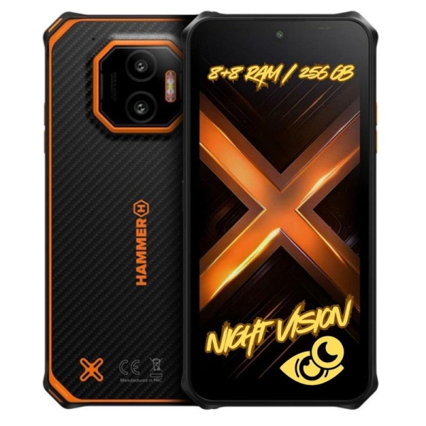 Smartphone Rugged HAMMER Energy X2 - 5G · NFC · MediaTek Dimensity 6300 · 6.1" IPS · 8+6GB · 256GB · Android 15 · Naranja