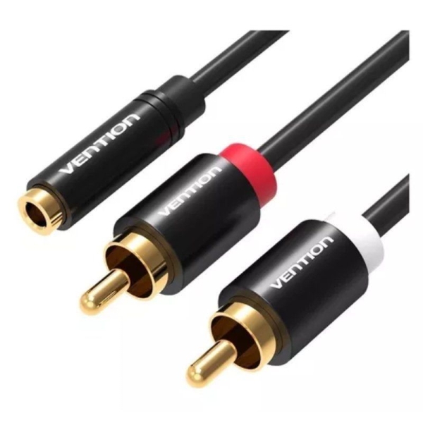 Cable de Audio Estéreo Jack 3.5mm/H a 2xRCA/M - 1m · Negro