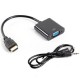 Adaptador HDMI Tipo A/M a VGA/H con Audio - 20cm · Negro